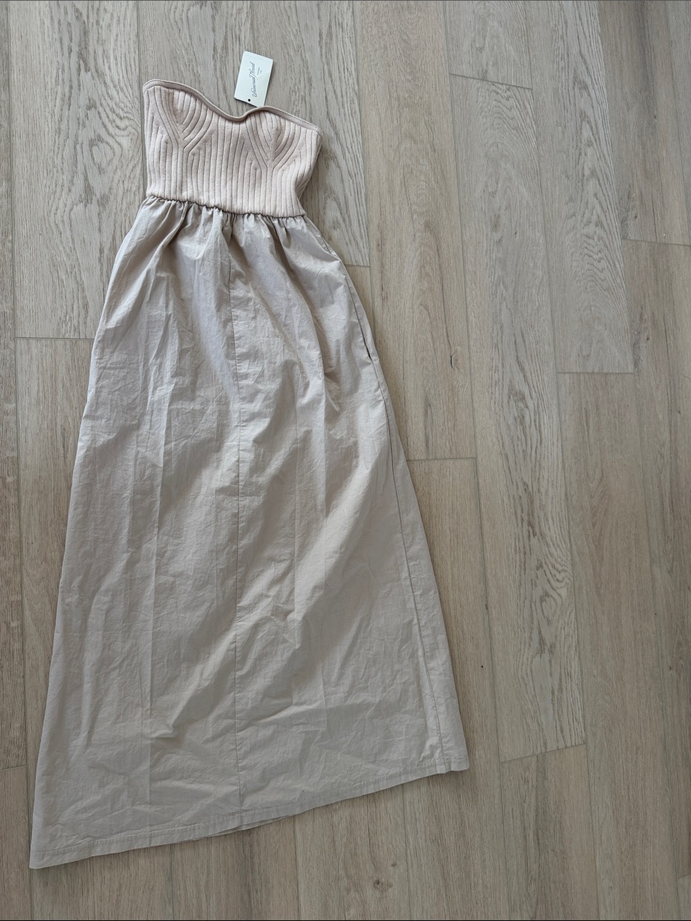Universal Thread Strapless Maxi Dress in Light Beige Blush